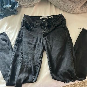 gently used, black, ripped jeans
